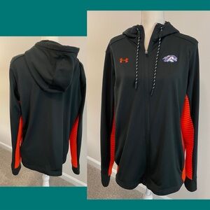 Under Armour Men’s XL Black & Orange Hoodie Jacket Fleece Horse Logo